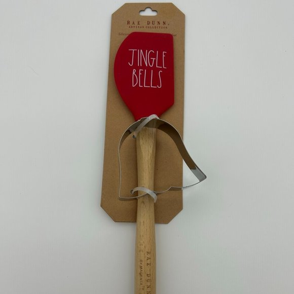Rae Dunn "Jingle Bells" Christmas Spatula + Cookie Cutter Set - Picture 1 of 5